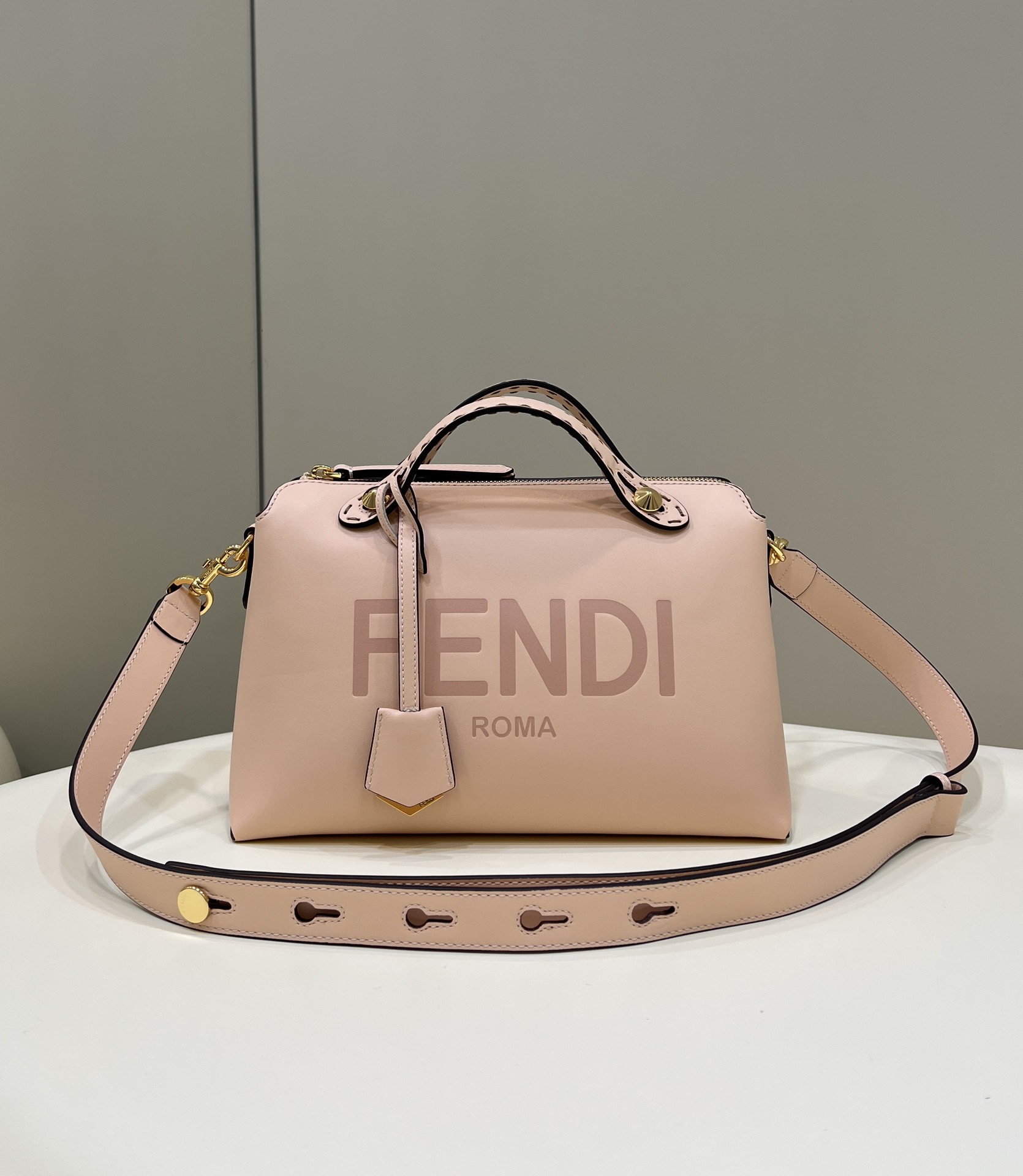 Fendi Medium By The Way Leather Boston Shoulder Bag Pink